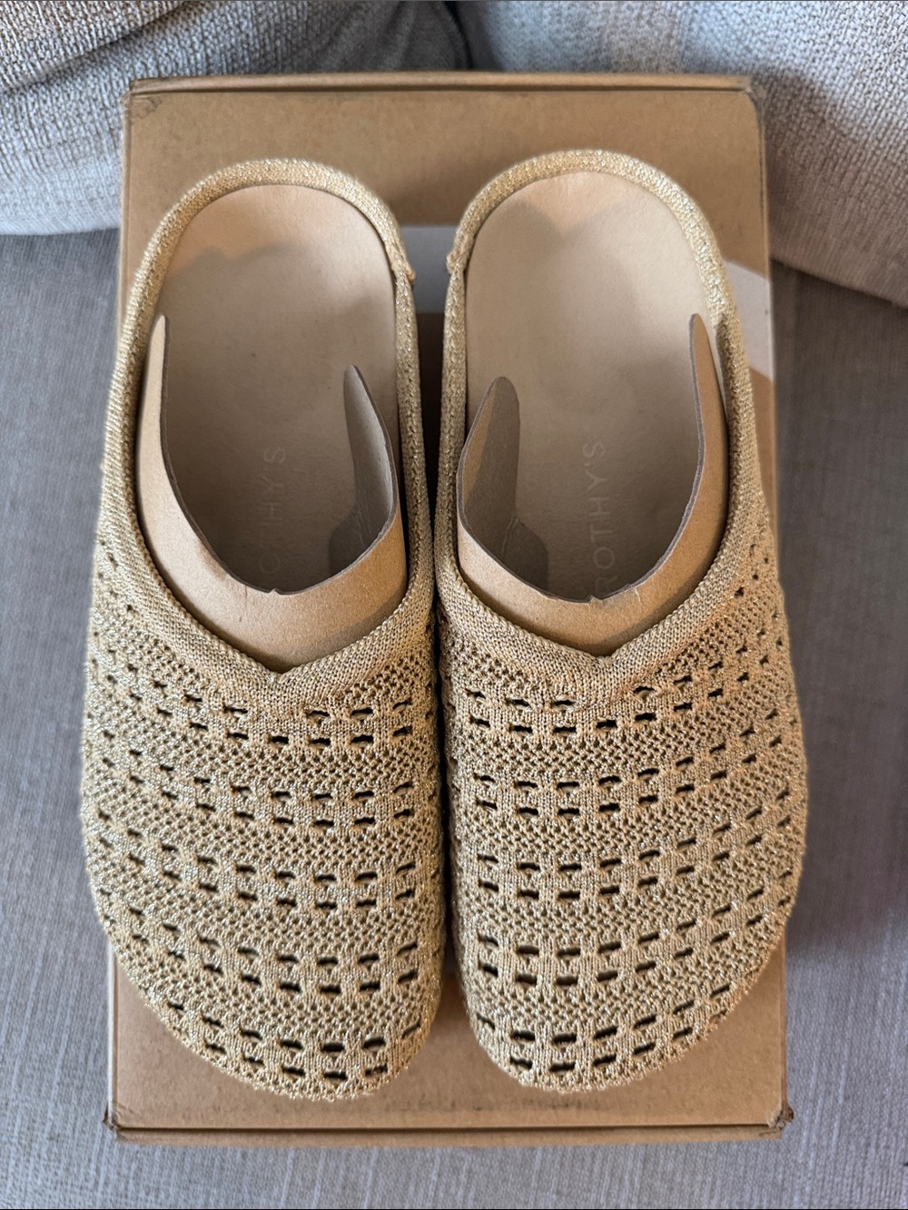 Rothy's Casual Clog in Metallic Golden Crochet